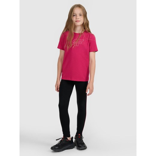 Dziewczęce legginsy dzianinowe 4F 4FJWAW25TTIGF243 - czarne ze sklepu Sportstylestory.com w kategorii Spodnie dziewczęce - zdjęcie 185805906