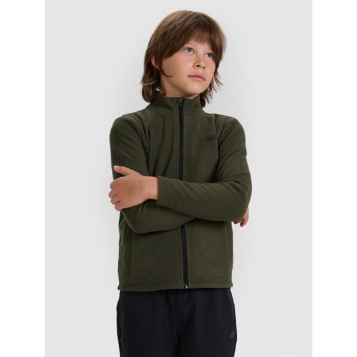 Chłopięcy polar ze stójką 4F 4FJWAW25TFLEM413 - khaki ze sklepu Sportstylestory.com w kategorii Bluzy chłopięce - zdjęcie 185806015