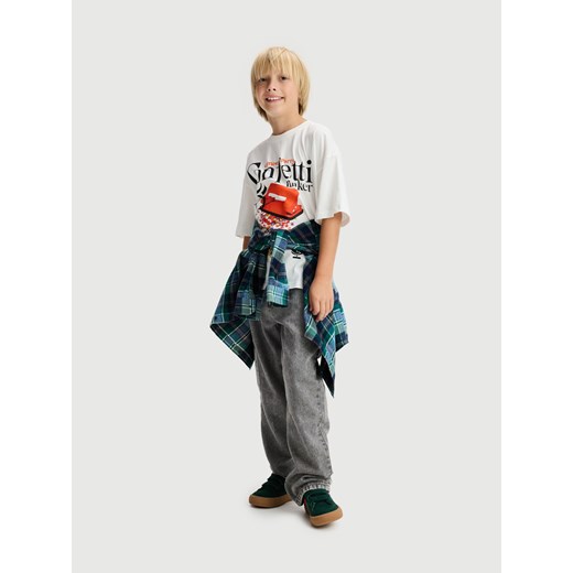 Reserved - Bawełniany t-shirt z nadrukiem - biały Reserved 140 (9 lat) Reserved