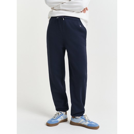 Gant Damskie spodnie do biegania Kobiety Bawełna granatowy jednolity ze sklepu vangraaf w kategorii Spodnie damskie - zdjęcie 185809155