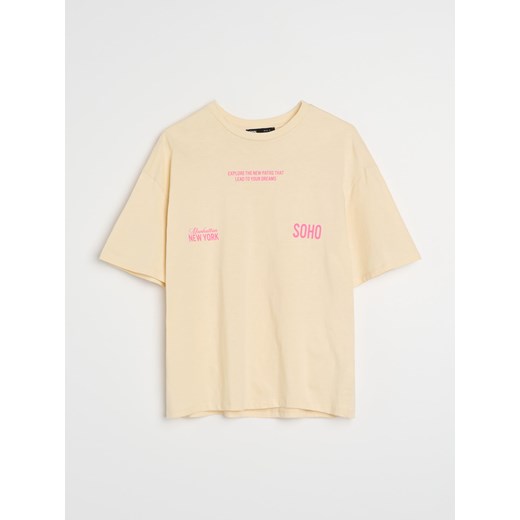 Sinsay - Koszulka z napisem - żółty Sinsay M Sinsay