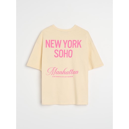 Sinsay - Koszulka z napisem - żółty Sinsay XS Sinsay