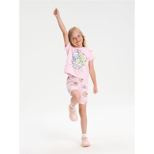 Sinsay - Krótkie legginsy z prążkowanej dzianiny The Smurfs - różowy - id: 164GA-03X - marki Sinsay - 185811596 Sinsay - Krótkie legginsy z prążkowanej dzianiny The Smurfs - różowy ze sklepu Sinsay w kategorii Spodenki dziewczęce - zdjęcie 185811596