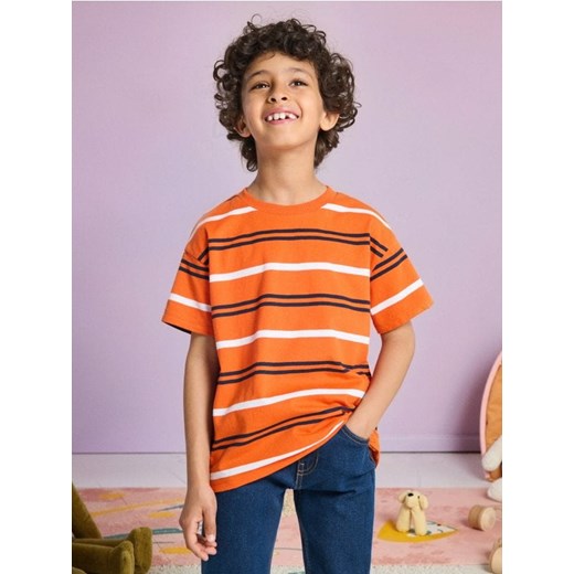 Sinsay - Luźna koszulka w paski - pomarańczowy ze sklepu Sinsay w kategorii T-shirty chłopięce - zdjęcie 185811855