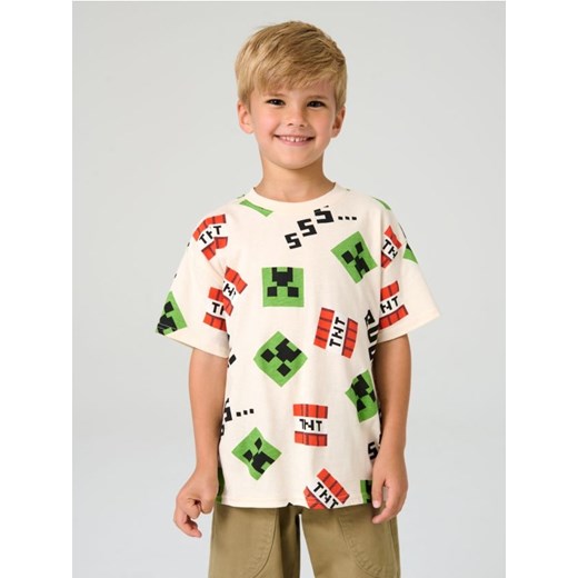 Sinsay - Koszulka z nadrukiem Minecraft - beżowy ze sklepu Sinsay w kategorii T-shirty chłopięce - zdjęcie 185811939