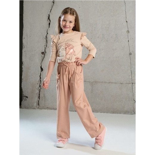 Sinsay - Spodnie z elastyczną gumą w pasie z wiskozy - beżowy - id: YJ987-80X - marki Sinsay - 185811947 Sinsay - Spodnie z elastyczną gumą w pasie z wiskozy - beżowy ze sklepu Sinsay w kategorii Spodnie dziewczęce - zdjęcie 185811947