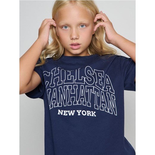 Sinsay - Koszulka z nadrukiem - granatowy ze sklepu Sinsay w kategorii T-shirty chłopięce - zdjęcie 185815398