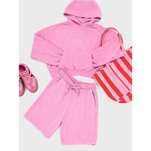 Sinsay - Szorty z wiązaniem z ozdobnym haftem - różowy ze sklepu Sinsay w kategorii Szorty - zdjęcie 185815448