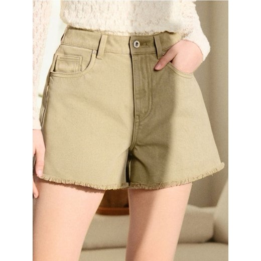 Sinsay - Szorty jeansowe high waist - zielony ze sklepu Sinsay w kategorii Szorty - zdjęcie 185815498