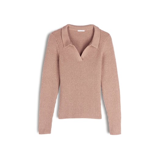 GATE Prążkowany sweter z kołnierzykiem polo 34 ze sklepu gateshop w kategorii Swetry damskie - zdjęcie 185815886