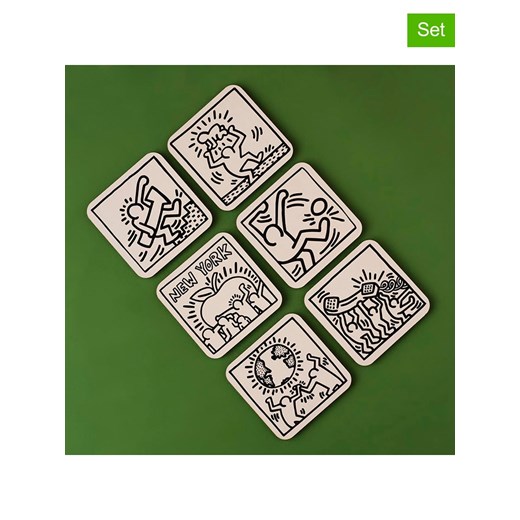 BELLA MAISON 6-częściowy zestaw &quot;Keith Haring&quot; w kolorze czarno-białym - 10 x 10 cm ze sklepu Limango Polska w kategorii Akcesoria kuchenne - zdjęcie 185816327