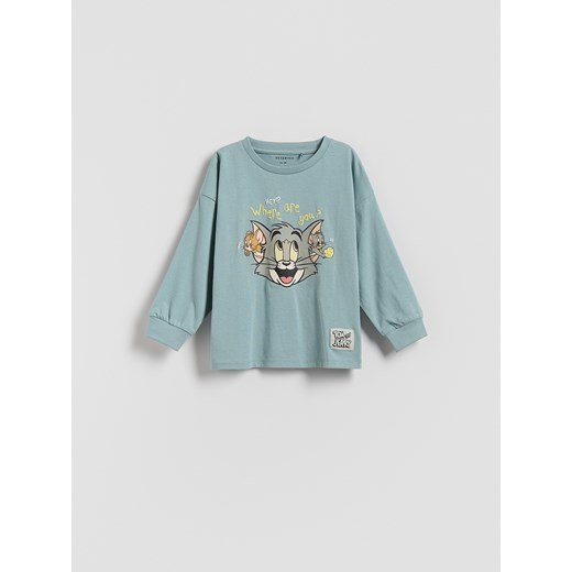 Reserved - Longsleeve Tom i Jerry - jasnoturkusowy ze sklepu Reserved w kategorii T-shirty chłopięce - zdjęcie 185818286