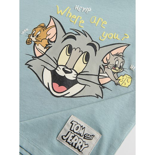 Reserved - Longsleeve Tom i Jerry - jasnoturkusowy Reserved 80 (9-12 m.) Reserved