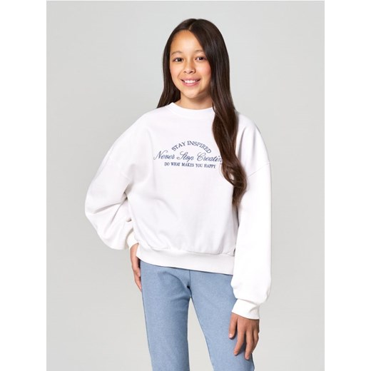 Sinsay - Bluza z haftowanym napisem - kremowy ze sklepu Sinsay w kategorii Bluzy chłopięce - zdjęcie 185818887