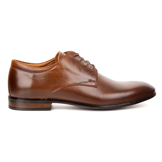 Buty męskie skórzane wizytowe Olivier 484 brązowe – klasyczne półbuty derby ze sklepu butyolivier w kategorii Buty eleganckie męskie - zdjęcie 185818939