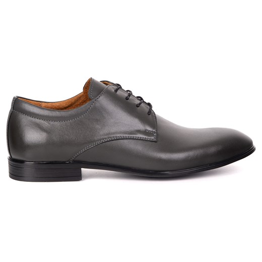 Buty męskie skórzane wizytowe Olivier 484 szare – klasyczne półbuty derby ze sklepu butyolivier w kategorii Buty eleganckie męskie - zdjęcie 185818959