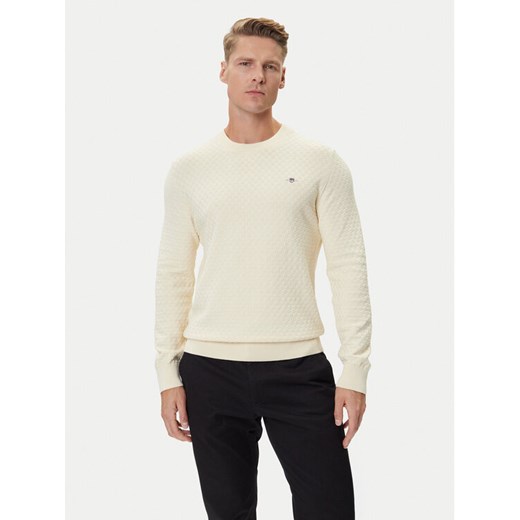 Gant Sweter 8030261 Beżowy Regular Fit ze sklepu MODIVO w kategorii Swetry męskie - zdjęcie 185820389