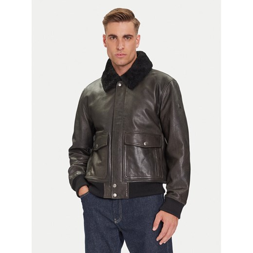 JOOP! Kurtka skórzana Falko 80000864 Szary Regular Fit ze sklepu MODIVO w kategorii Kurtki męskie - zdjęcie 185820415