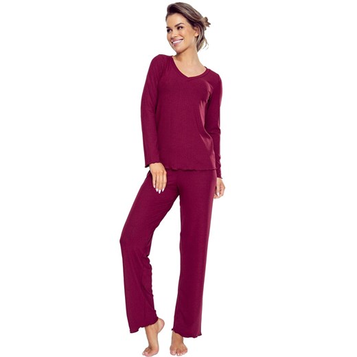 Eldar piżama damska z prążkowanej wiskozy bordowa Rosaria, Kolor bordowy, Rozmiar 2XL, Eldar ze sklepu Primodo w kategorii Piżamy damskie - zdjęcie 185821335