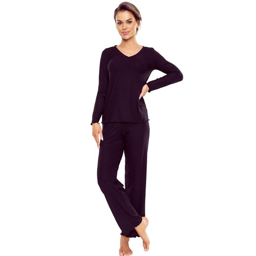 Eldar piżama damska z prążkowanej wiskozy czarna Rosaria, Kolor czarny, Rozmiar S, Eldar ze sklepu Primodo w kategorii Piżamy damskie - zdjęcie 185821338