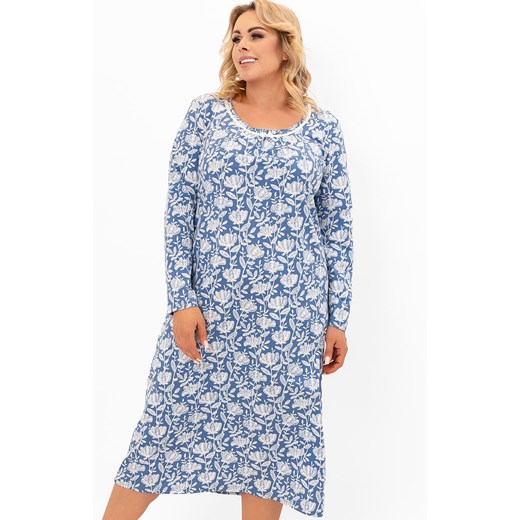 Damska koszula nocna z długim rękawem Boma, Kolor niebieski-wzór, Rozmiar M, Italian Fashion ze sklepu Primodo w kategorii Koszule nocne - zdjęcie 185821378