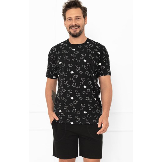 Krótka piżama męska w owce Wito, Kolor czarny-wzór, Rozmiar M, Italian Fashion ze sklepu Primodo w kategorii Piżamy męskie - zdjęcie 185821486