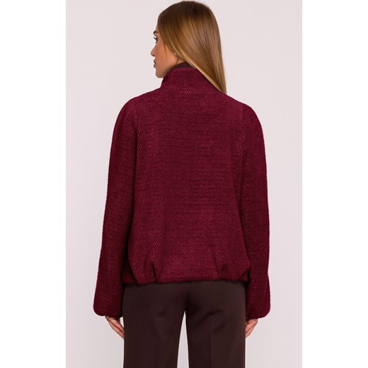 Moe kurtka z płaszczowej dzianiny bordowa M885, Kolor bordowy, Rozmiar L/XL, MOE ze sklepu Primodo w kategorii Kurtki damskie - zdjęcie 185821659
