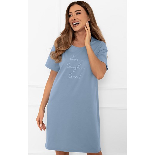 Damska koszula nocna niebieska Ksara, Kolor niebieski, Rozmiar S, Italian Fashion ze sklepu Intymna w kategorii Koszule nocne - zdjęcie 185822428
