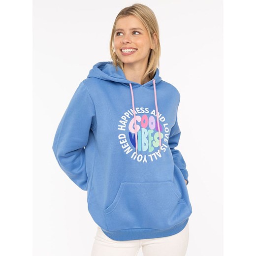 Zwillingsherz Bluza &quot;Happiness and Love&quot; w kolorze niebieskim ze sklepu Limango Polska w kategorii Bluzy damskie - zdjęcie 185826007
