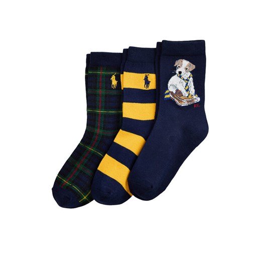 Zestaw 3 par wysokich skarpet dziecięcych Polo Ralph Lauren 443P03154001 Granatowy ze sklepu eobuwie.pl w kategorii Skarpetki dziecięce - zdjęcie 185826028
