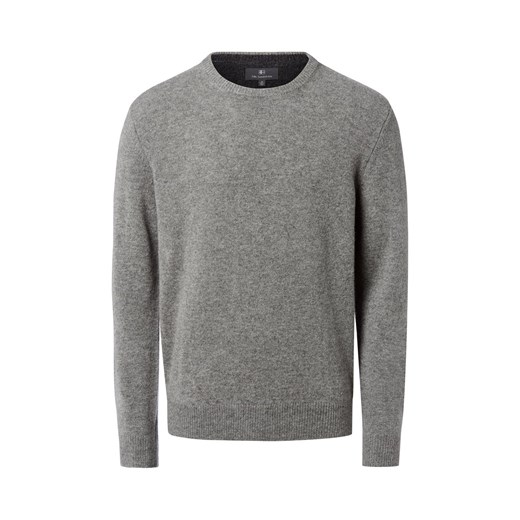 Nils Sundström Sweter męski Mężczyźni drobna dzianina szary marmurkowy ze sklepu vangraaf w kategorii Swetry męskie - zdjęcie 185826355