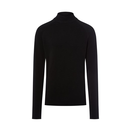 Nils Sundström Męski sweter z dzianiny Mężczyźni Bawełna czarny jednolity ze sklepu vangraaf w kategorii Swetry męskie - zdjęcie 185826368