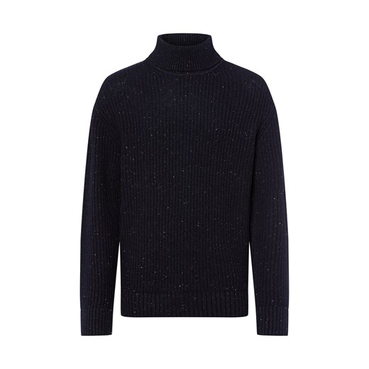 Selected Męski sweter z golfem - SLHLand Mężczyźni Wełna granatowy marmurkowy ze sklepu vangraaf w kategorii Swetry męskie - zdjęcie 185826379