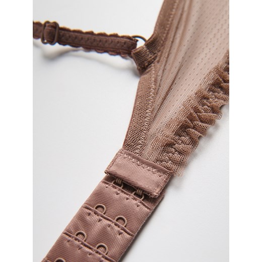 Reserved - Biustonosz z haftem - brązowy Reserved 75B Reserved