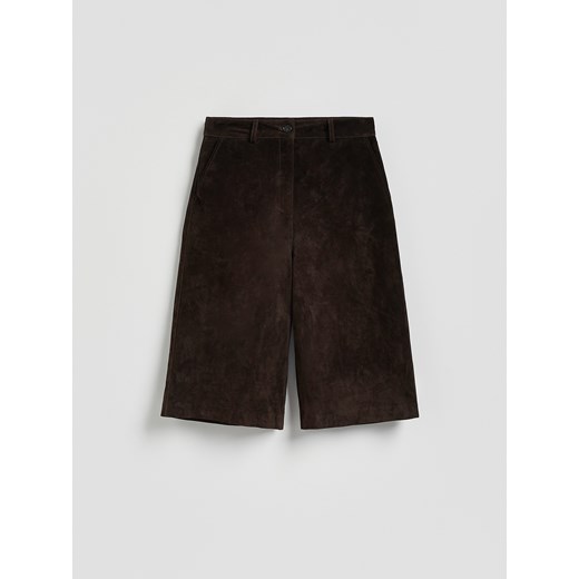 Reserved - Skórzane szorty - ciemnobrązowy Reserved M Reserved