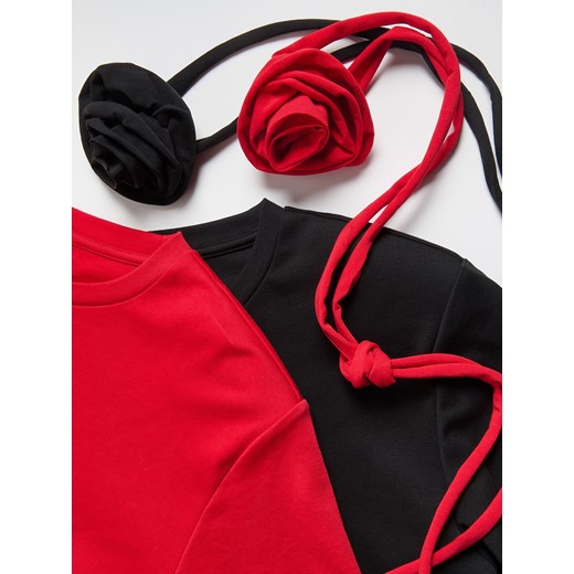 Reserved - T-shirt z różą - czarny Reserved L Reserved