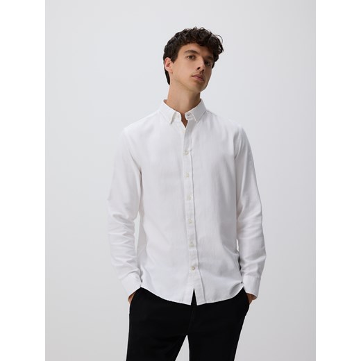 Reserved - Bawełniana koszula slim fit - biały ze sklepu Reserved w kategorii Koszule męskie - zdjęcie 185826816