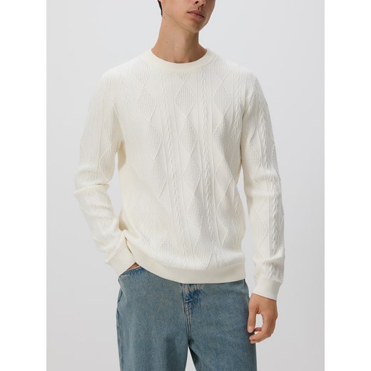 Reserved - Sweter z wakoczowym splotem - złamana biel Reserved S Reserved