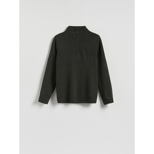 Reserved - Sweter z rozpinanym golfem - ciemnozielony ze sklepu Reserved w kategorii Swetry męskie - zdjęcie 185827067