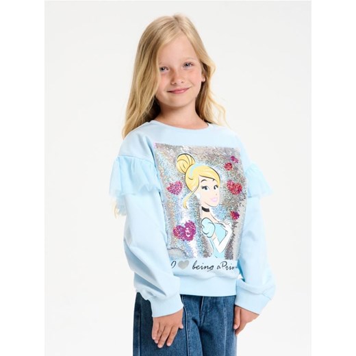 Sinsay - Bluza z cekinową aplikacją Disney Princess - niebieski ze sklepu Sinsay w kategorii Bluzy dziewczęce - zdjęcie 185828119