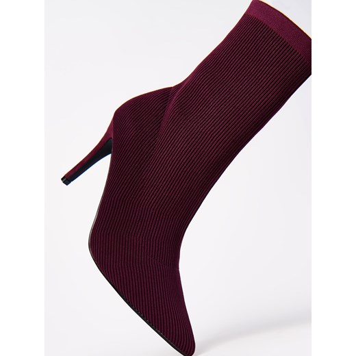 Mohito - Bordowe botki na szpilce - kasztanowy Mohito 38 Mohito