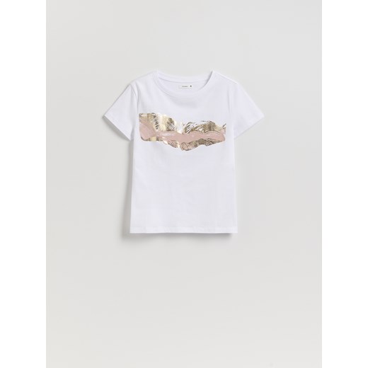 Reserved - T-shirt z nadrukiem - biały ze sklepu Reserved w kategorii Bluzki damskie - zdjęcie 185829027