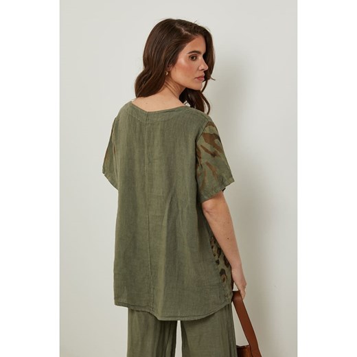 Rodier Lin Lniana koszulka w kolorze khaki Rodier Lin L/XL promocja Limango Polska