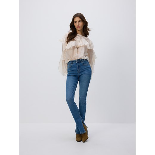 Reserved - Jeansy slim fit z rozcięciem - niebieski ze sklepu Reserved w kategorii Jeansy damskie - zdjęcie 185832328