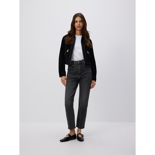 Reserved - Jeansy mom fit slim - szary ze sklepu Reserved w kategorii Jeansy damskie - zdjęcie 185832465