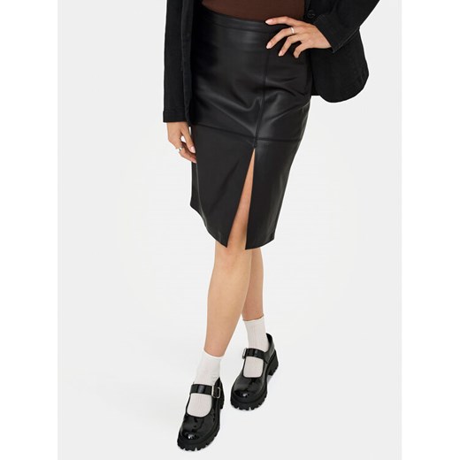 ONLY Spódnica z imitacji skóry Oline 15315998 Czarny Slim Fit ze sklepu MODIVO w kategorii Spódnice - zdjęcie 185833599