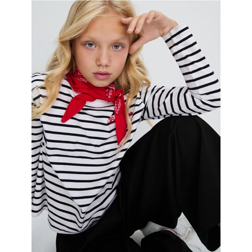 Sinsay - Bawełniana bluzka w paski - biały - id: 337GG-00X - marki Sinsay - 185836998 Sinsay - Bawełniana bluzka w paski - biały ze sklepu Sinsay w kategorii Bluzki dziewczęce - zdjęcie 185836998