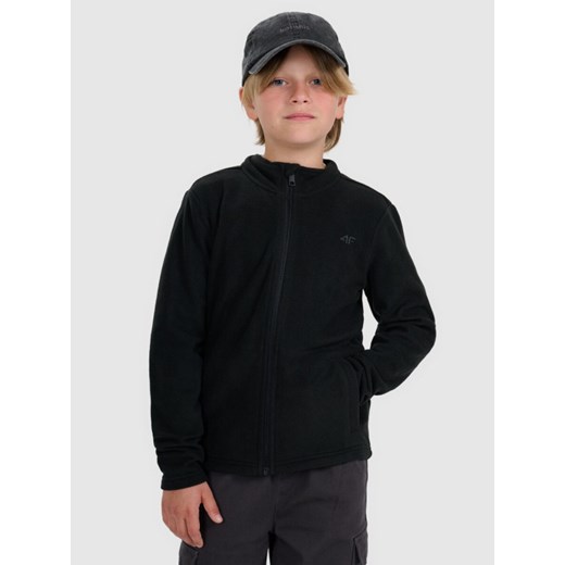 Chłopięcy polar ze stójką 4F 4FJRAW25TFLEM436 - czarny ze sklepu Sportstylestory.com w kategorii T-shirty chłopięce - zdjęcie 185837556
