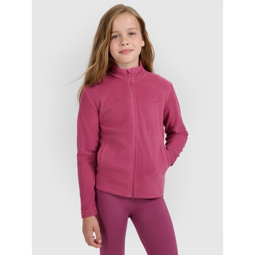 Dziewczęcy polar 4F 4FJRAW25TFLEF434 - różowy ze sklepu Sportstylestory.com w kategorii Bluzy dziewczęce - zdjęcie 185837759