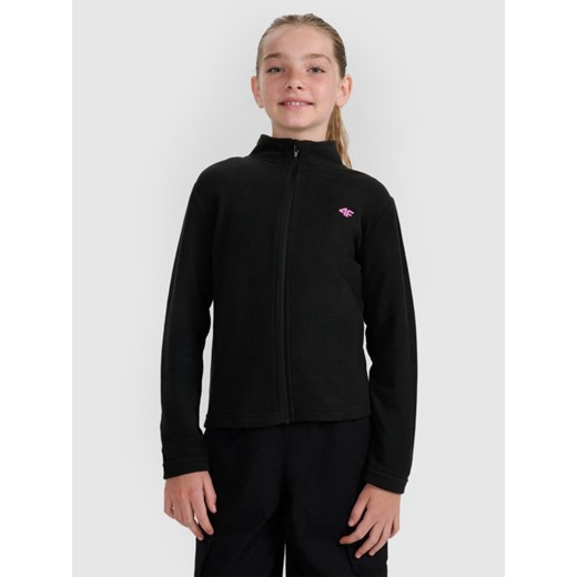 Dziewczęcy polar 4F 4FJRAW25TFLEF434 - czarny ze sklepu Sportstylestory.com w kategorii Bluzy dziewczęce - zdjęcie 185837787